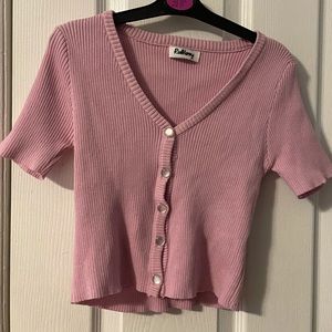 Redberry Cropped pink short sleeved cardigan